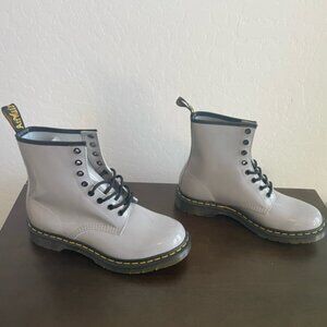 Dr. Martens 27635 Patent Leather Combat Boots Gray Womens Size US 10/EU42 NWOB